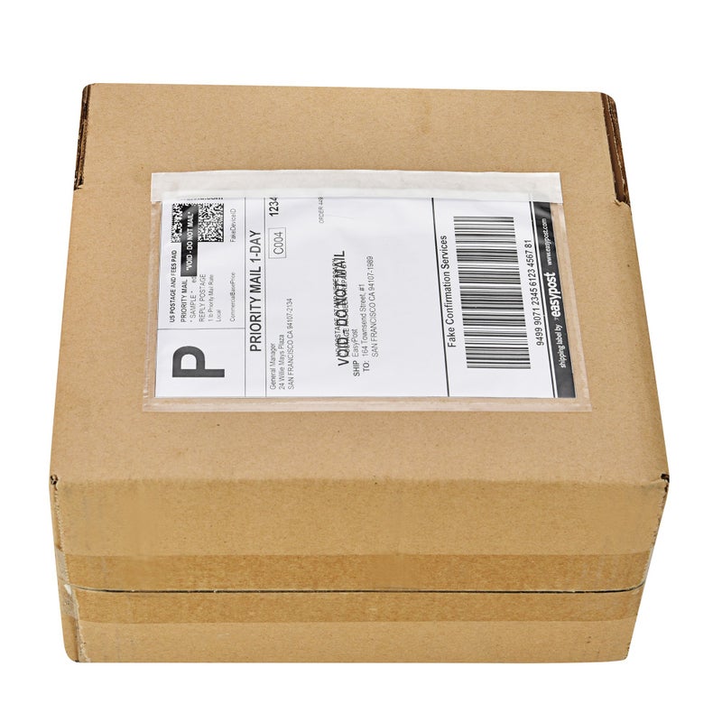 SJPACK 7.5" x 5.5" Shipping Label Sleeves, Clear Adhesive Top Loading Packing List, Label Envelopes Pouches - 100 Packs - Image 4